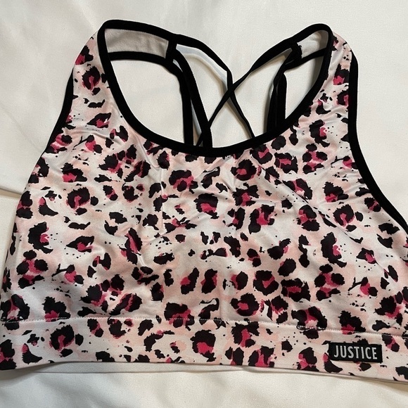❌SOLD❌Girls Justice oh so soft size 38 pink and black leopard print sports bra - Picture 2 of 4